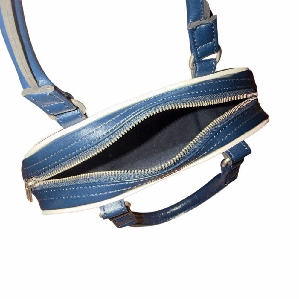 Vintage hand bag navy blue & white zipper closure - Picture 5 of 8